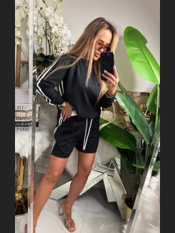 Bluza bawełniana czarna z białymi lampasami